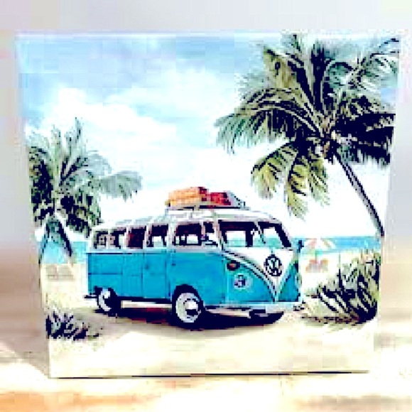 Volkswagen Bus Surfs Up Van Canvas Wall Art 8 x 8 Ready to Hang NEW Small Space - Picture 4 of 7